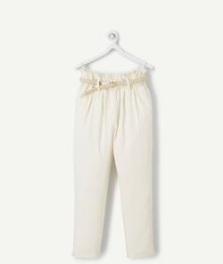 Pantalon fluide beige fille en viscose responsable avec ceinture - 9 A