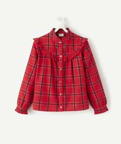 Chemise à carreaux rouge et bleu marine avec volants - 8 A