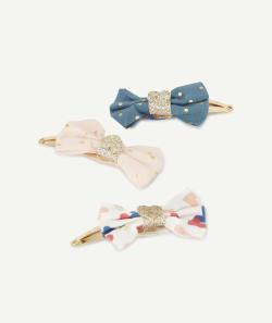 Lot de 3 barrettes noeuds à imprimées bébé fille - TU