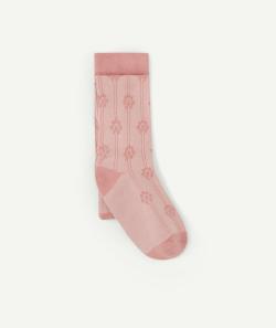 Collants fille en tricot rose avec détails en relief et brodés - 35-38