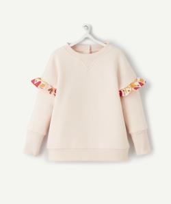 Sweat évolutif fille rose en fibres recyclées avec volants - 9-18M
