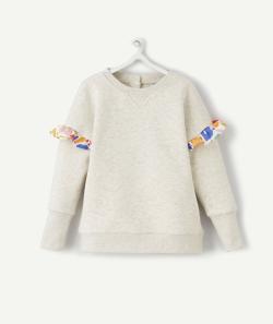 Sweat évolutif fille gris en fibres recyclées avec volants - 9-18M