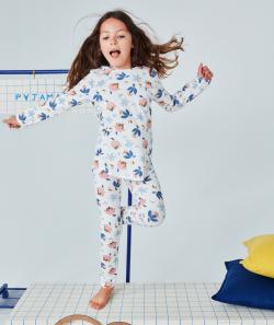 Pyjama fille en coton bio blanc et imprimé fleurs - 3 A