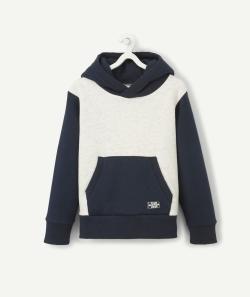 Sweat à capuche garçon bleu marine et gris - 3 A