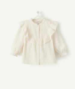 Chemise bébé fille rose pâle avec volants et broderie - 6 M