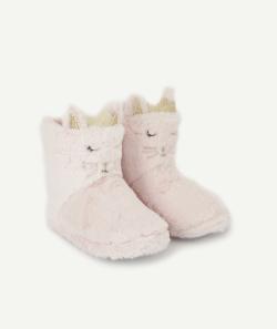 Chaussons montants rose avec animation chat - 24-25