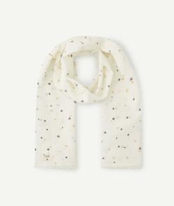 Foulard bébé fille en coton blanc imprimés fleurs jaunes - TU