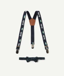 Set bretelles et noeud papillon bleu marine smile garçon - 18-36M