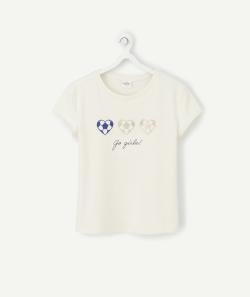 T-shirt blanc coupe d'europe de foot féminin en coton bio fille - 5 A