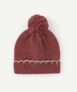 Bonnet rose pailleté en fibres recyclées fille - 6-8 A