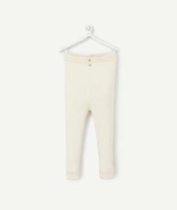 Legging côtelé écru bébé fille - 9 M
