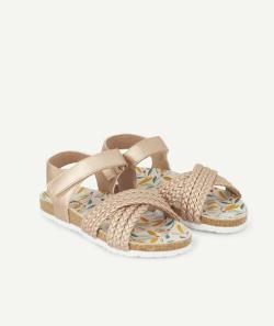 Sandales fille roses torsadées avec scratchs - 31