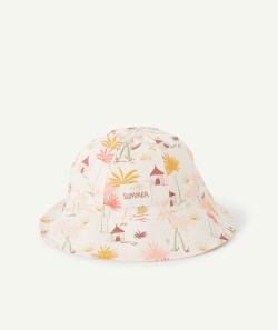 Chapeau bébé fille en coton imprimé avec motifs colorés - 52