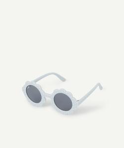 Lunettes de soleil bleues à pois fille en plastique recyclé forme fleur - TU