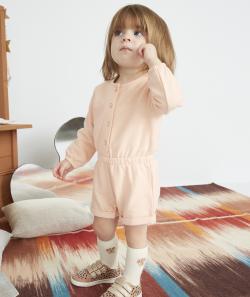 Combishort rose pâle à pois brillants bébé fille - 1 M