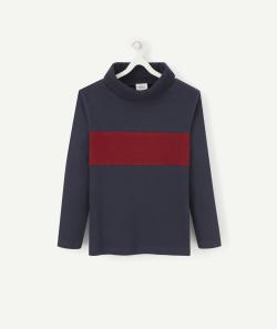 Sous-pull bleu marine et rouge col roulé bébé garçon - 3 A