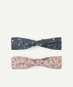 Lot de 2 bandeaux croisés fille rose et bleu imprimés fleuris - 8-14 A