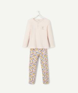Pyjama côtelé avec crochet rose et imprimé fleuri - 3 A