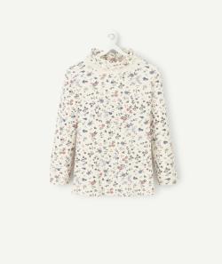 Sous-pull écru avec imprimé fleuri bleu bébé fille - 3 M
