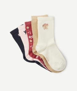 Lot de 5 paires de chaussettes fille brillantes unis ou à motifs - 31-34