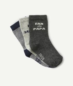 Les 3 paires de chaussettes bébé garçon fan de papa et maman - 18-20