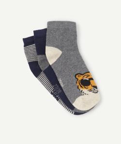 Lot de 3 paires de chaussettes rayées et avec animaux garçon - 38-40