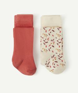 Lot de 2 collants rose uni et imprimé bébé - 21-23