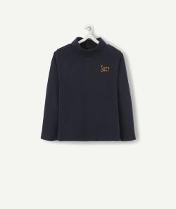 Sous pull bébé garçon en coton avec col montant marine - 3 M