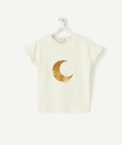 T-shirt fille en coton biologique écru avec sequins réversibles - 2 A