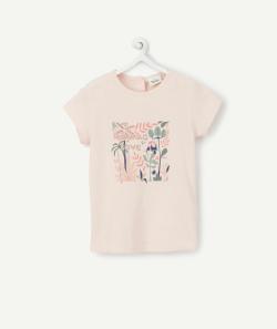 T-shirt bébé fille en coton biologique rose avec imprimé - 6 M