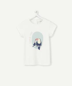 T-shirt bébé fille blanc en coton bio avec animation - 3 M