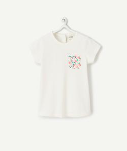 T-shirt bébé fille en coton biologique blanc avec imprimé coeurs - 9 M