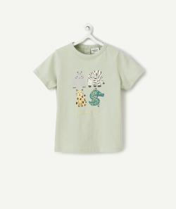 T-shirt bébé garçon en fibres recyclées vert avec animaux - 1 M