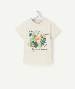 T-shirt bébé garçon en fibres recyclées écru avec animation - 3 M
