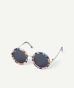 Lunettes de soleil fille en plastique recyclé rondes imprimés colorés - TU