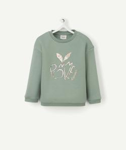 Sweat bébé fille verte en fibres recyclées imprimé pomme - 1 M