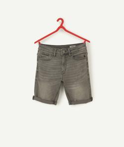 Bermuda slim garçon en denim less water gris - XXS