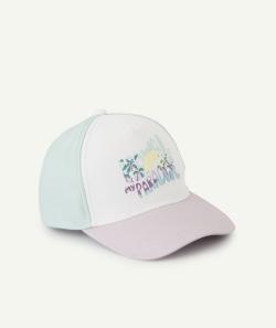Casquette fille mauve et vert pâle thème hawaï - 8-10 A