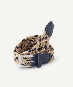 Ceinture tressée garçon beige et bleu marine - 60-65