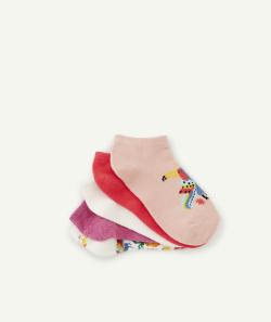 Lot de 5 socquettes fille rose imprimée et pailletée - 35-37