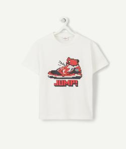 T-shirt garçon en fibres recyclées blanc avec basket - 12 A
