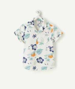 Chemise garçon blanche en coton style hawaïenne - 2 A