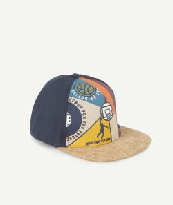 Casquette garçon en coton avec visière effet liége thème basket - 12-14 A
