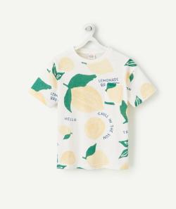 T-shirt garçon en coton bio blanc avec imprimé citrons - 12 A