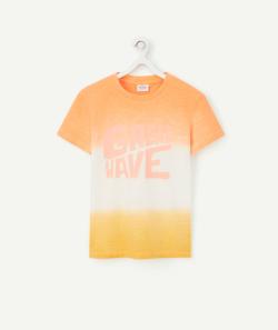 T-shirt garçon en coton orange dégradé avec message - 5 A