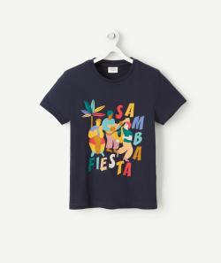 T-shirt garçon en fibres recyclées bleu thème samba siesta - 14 A