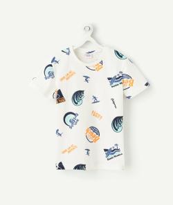 T-shirt blanc garçon en coton bio thème surf - 14 A