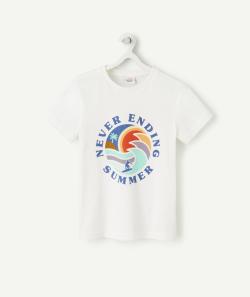 T-shirt blanc garçon en coton bien avec imprimé thème surf - 6 A