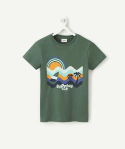 T-shirt garçon vert forêt en coton bio thème surf - 6 A
