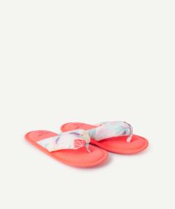 Chaussons tong fille rose fluo avec imprimé feuillage - 30-31